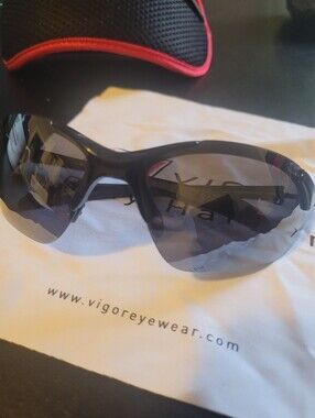 Vigor Black Sport Wrap Sunglasses with Blue-Tinted Lenses